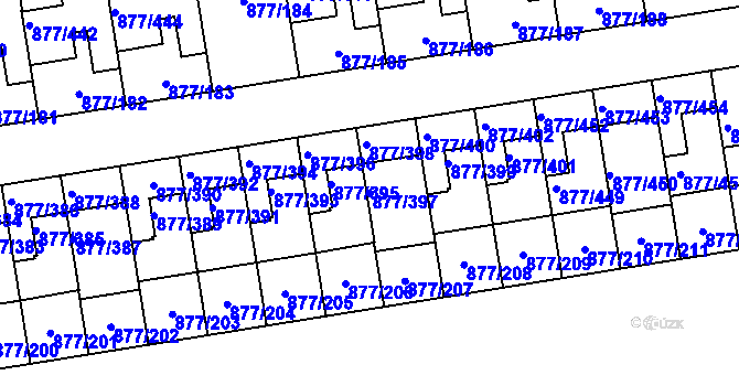 Parcela st. 877/397 v KÚ Hostavice, Katastrální mapa