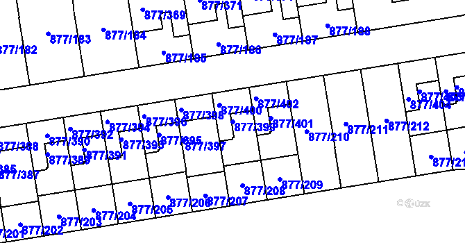 Parcela st. 877/399 v KÚ Hostavice, Katastrální mapa