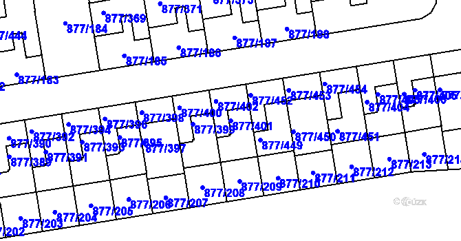 Parcela st. 877/401 v KÚ Hostavice, Katastrální mapa