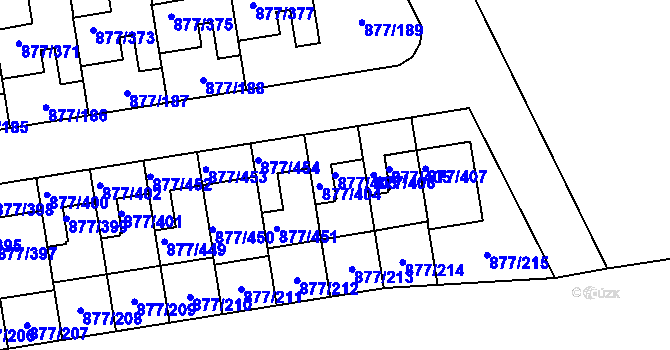 Parcela st. 877/403 v KÚ Hostavice, Katastrální mapa