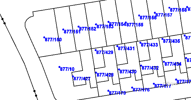Parcela st. 877/429 v KÚ Hostavice, Katastrální mapa