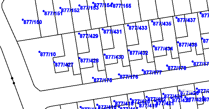 Parcela st. 877/430 v KÚ Hostavice, Katastrální mapa
