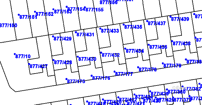 Parcela st. 877/432 v KÚ Hostavice, Katastrální mapa