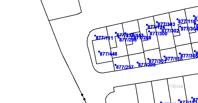 Parcela st. 877/448 v KÚ Hostavice, Katastrální mapa