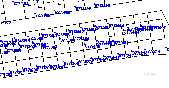 Parcela st. 877/449 v KÚ Hostavice, Katastrální mapa