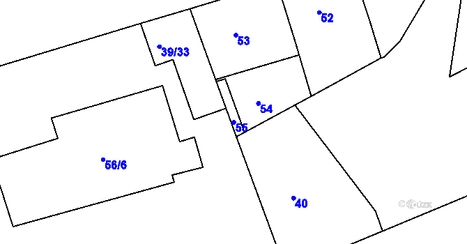 Parcela st. 55 v KÚ Hrdlořezy, Katastrální mapa