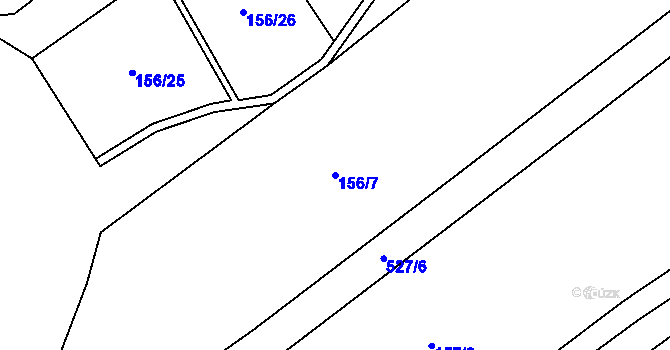 Parcela st. 156/7 v KÚ Hrdlořezy, Katastrální mapa