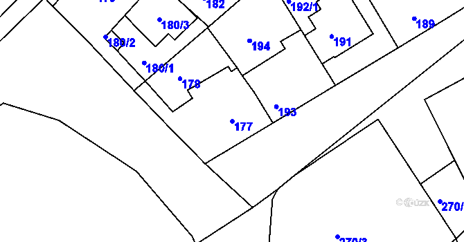 Parcela st. 177 v KÚ Hrdlořezy, Katastrální mapa