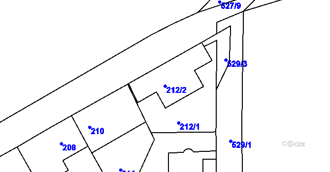 Parcela st. 212/2 v KÚ Hrdlořezy, Katastrální mapa