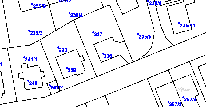 Parcela st. 236 v KÚ Hrdlořezy, Katastrální mapa