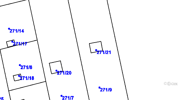Parcela st. 271/21 v KÚ Hrdlořezy, Katastrální mapa