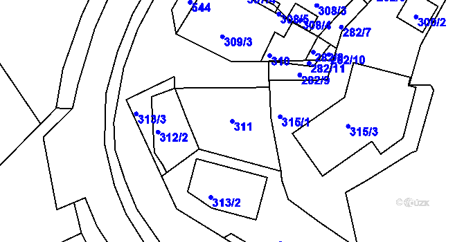 Parcela st. 311 v KÚ Hrdlořezy, Katastrální mapa