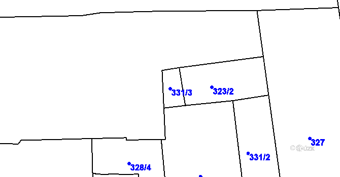 Parcela st. 331/3 v KÚ Hrdlořezy, Katastrální mapa