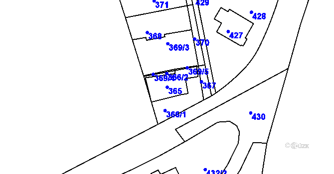 Parcela st. 365 v KÚ Hrdlořezy, Katastrální mapa