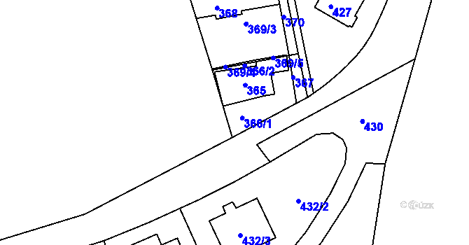Parcela st. 366 v KÚ Hrdlořezy, Katastrální mapa