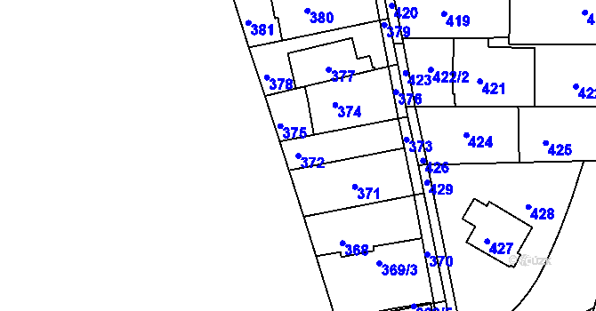 Parcela st. 372 v KÚ Hrdlořezy, Katastrální mapa