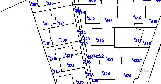 Parcela st. 379 v KÚ Hrdlořezy, Katastrální mapa