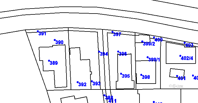 Parcela st. 394 v KÚ Hrdlořezy, Katastrální mapa