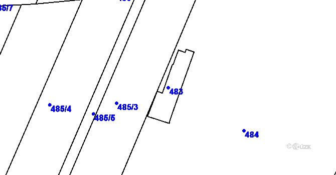 Parcela st. 483 v KÚ Hrdlořezy, Katastrální mapa