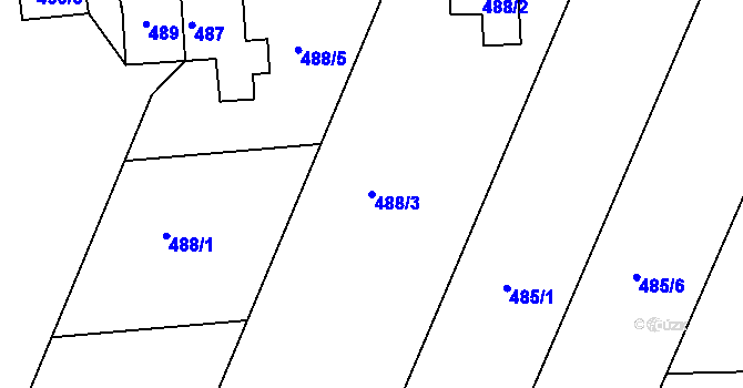Parcela st. 488/3 v KÚ Hrdlořezy, Katastrální mapa