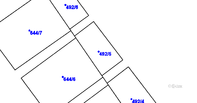 Parcela st. 492/5 v KÚ Hrdlořezy, Katastrální mapa