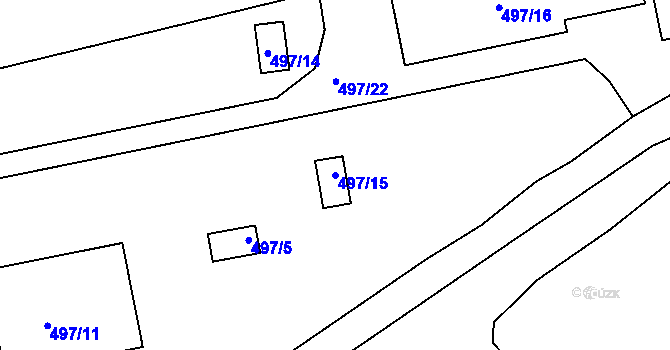 Parcela st. 497/15 v KÚ Hrdlořezy, Katastrální mapa