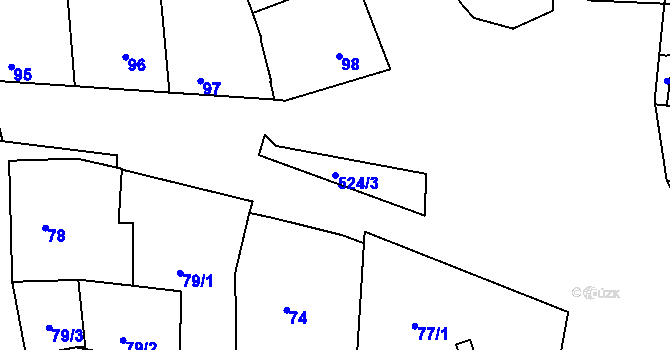 Parcela st. 524/3 v KÚ Hrdlořezy, Katastrální mapa