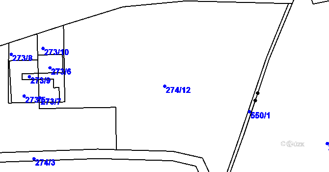 Parcela st. 274/12 v KÚ Hrdlořezy, Katastrální mapa