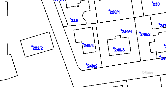 Parcela st. 249/4 v KÚ Hrdlořezy, Katastrální mapa