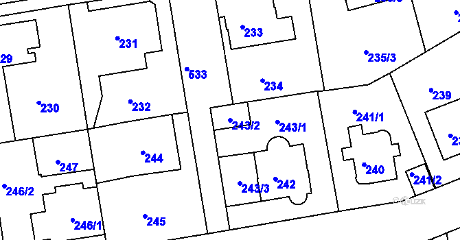 Parcela st. 243/2 v KÚ Hrdlořezy, Katastrální mapa
