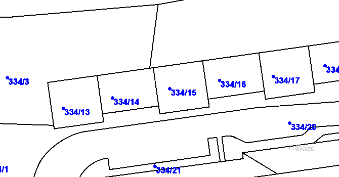Parcela st. 334/15 v KÚ Hrdlořezy, Katastrální mapa