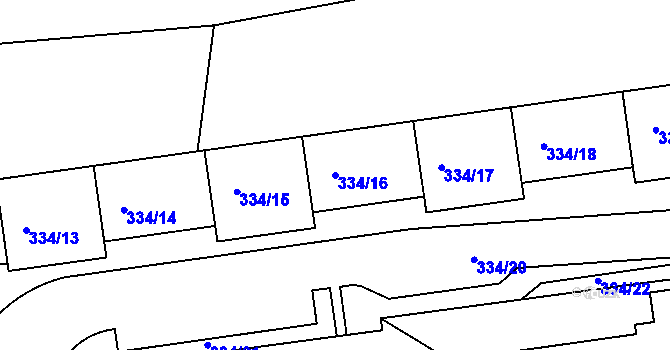 Parcela st. 334/16 v KÚ Hrdlořezy, Katastrální mapa