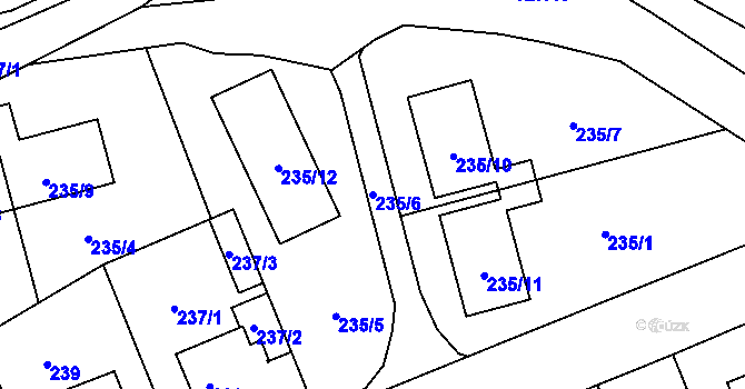 Parcela st. 235/6 v KÚ Hrdlořezy, Katastrální mapa