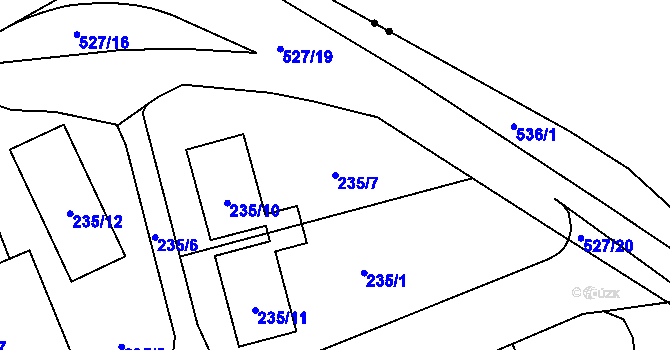 Parcela st. 235/7 v KÚ Hrdlořezy, Katastrální mapa