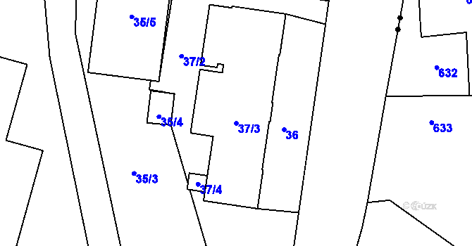 Parcela st. 37/3 v KÚ Hrdlořezy, Katastrální mapa