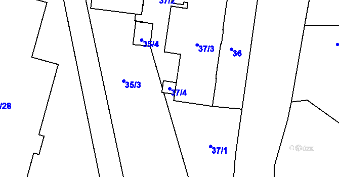 Parcela st. 37/4 v KÚ Hrdlořezy, Katastrální mapa