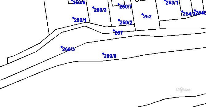 Parcela st. 269/6 v KÚ Hrdlořezy, Katastrální mapa