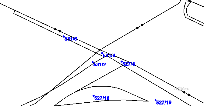Parcela st. 531/4 v KÚ Hrdlořezy, Katastrální mapa