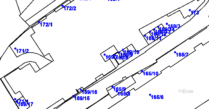 Parcela st. 169/7 v KÚ Hrdlořezy, Katastrální mapa