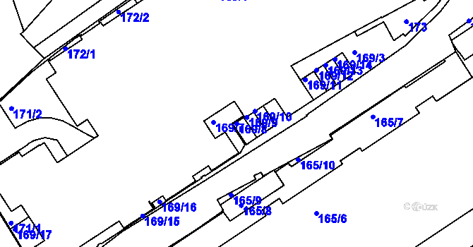 Parcela st. 169/8 v KÚ Hrdlořezy, Katastrální mapa