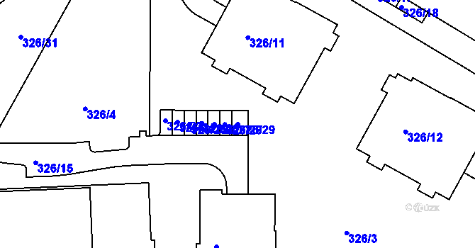 Parcela st. 326/29 v KÚ Hrdlořezy, Katastrální mapa