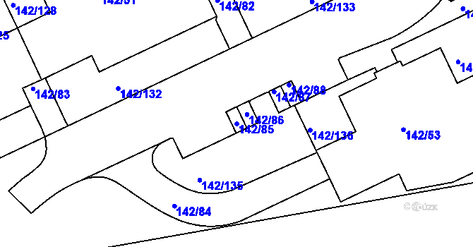 Parcela st. 142/85 v KÚ Hrdlořezy, Katastrální mapa