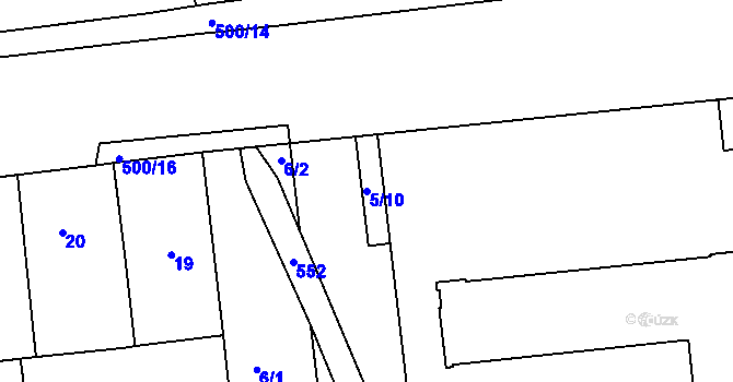Parcela st. 5/10 v KÚ Hrdlořezy, Katastrální mapa