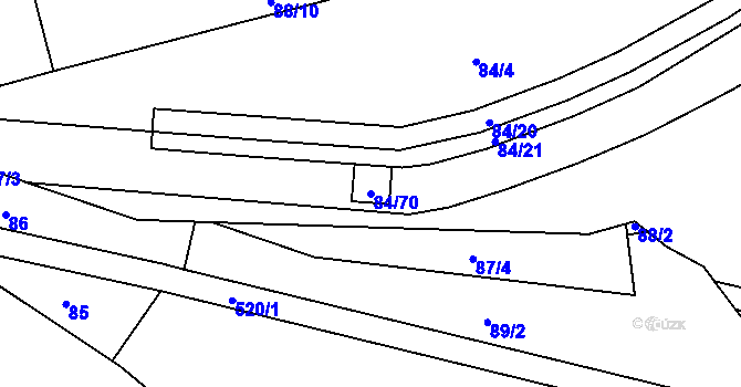 Parcela st. 84/70 v KÚ Hrdlořezy, Katastrální mapa