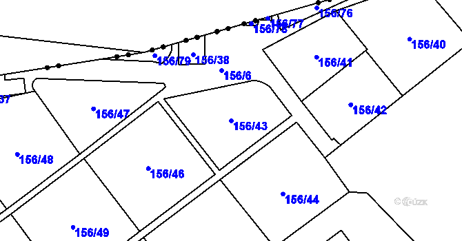 Parcela st. 156/43 v KÚ Hrdlořezy, Katastrální mapa