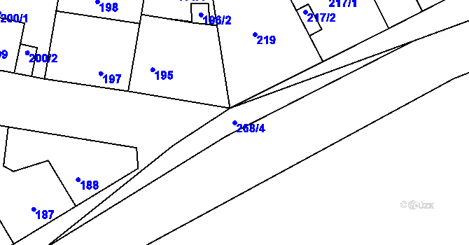 Parcela st. 268/4 v KÚ Hrdlořezy, Katastrální mapa