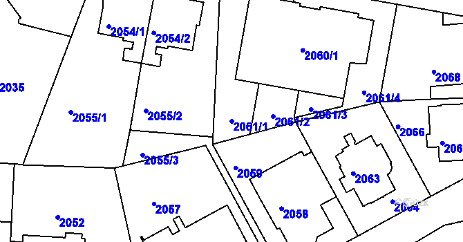 Parcela st. 2061/1 v KÚ Strašnice, Katastrální mapa