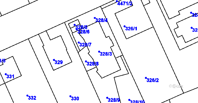 Parcela st. 328/3 v KÚ Strašnice, Katastrální mapa
