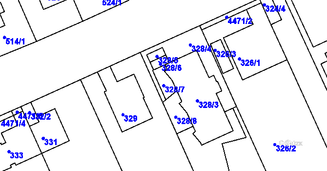 Parcela st. 328/7 v KÚ Strašnice, Katastrální mapa