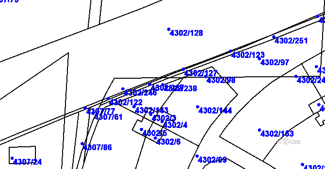 Parcela st. 4302/238 v KÚ Strašnice, Katastrální mapa